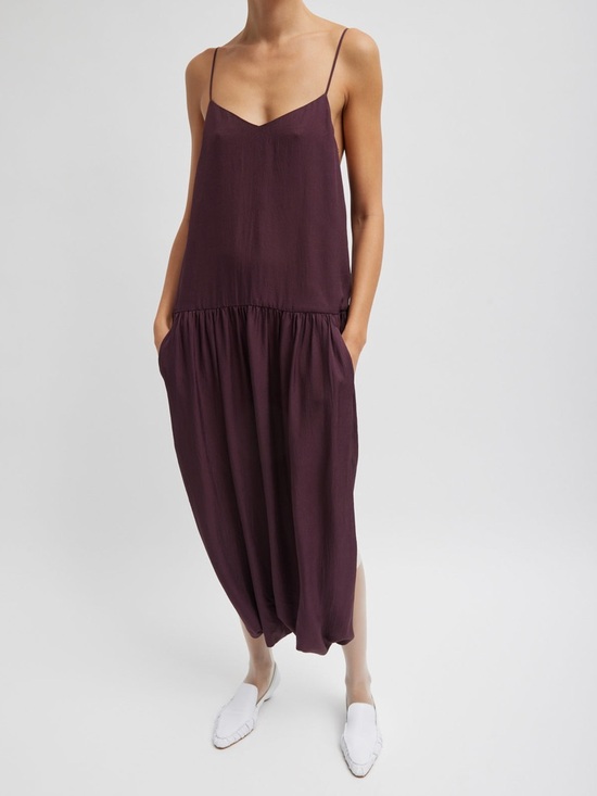 Tibi Dresses & Skirts - Tibi Dress Women’s Spring Acetate Strappy Jalouise in Crimson Dark Red Satin